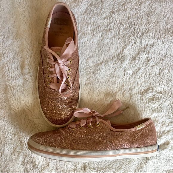 Keds Other - Kate Spade Keds Rosegold Champion Glitter Sneakers